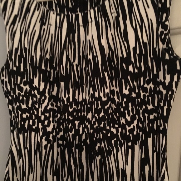 CALVIN KLEIN Linen Blend Sheath Dress BW Print Sz2 - Picture 5 of 8